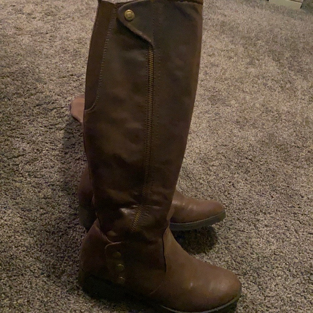 Brown zip up tall boots